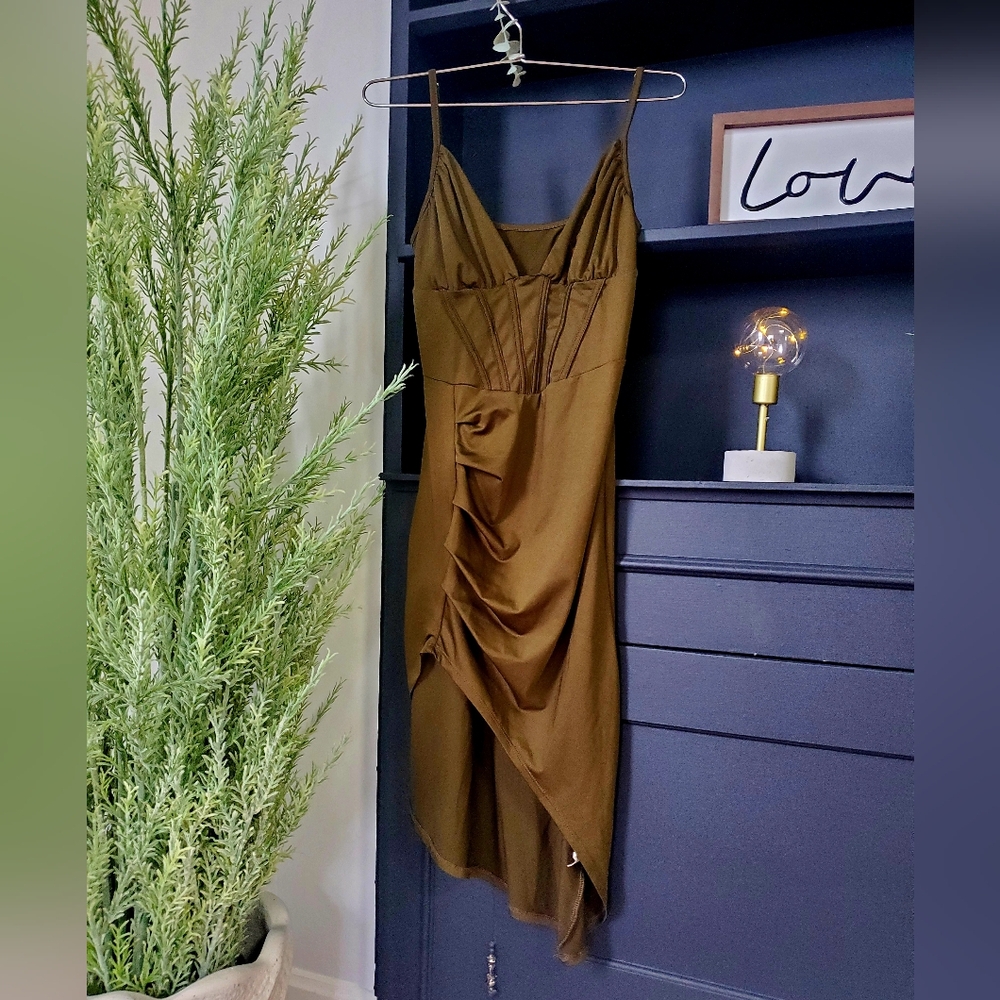 Elegant Olive Green Dress